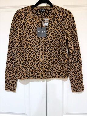 NWT Marled Leopard Print Cardigan - Brown & Black